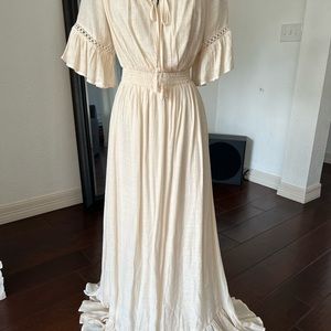 Beige bohemian maxi dress medium